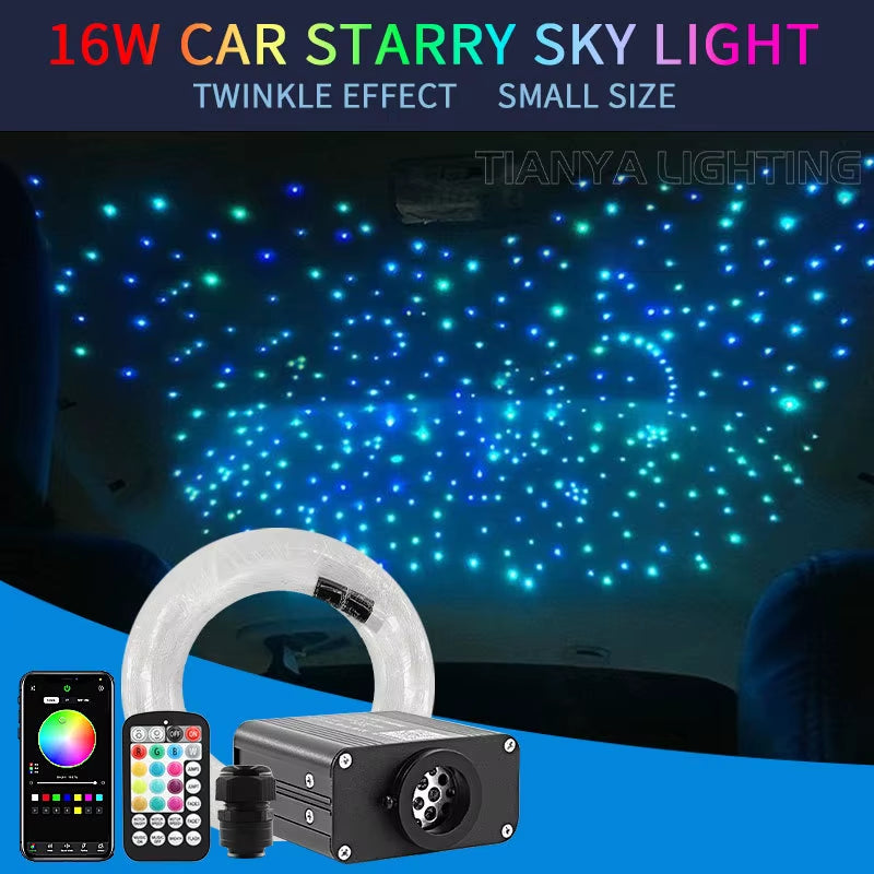 16W Twinkle Starry Sky Car Star Ceiling Light Fiber Optic Light Led Star Roof Starlight Headliner Kit Car Home Decor