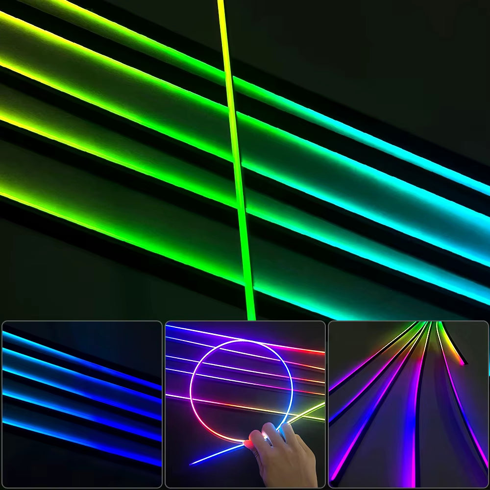 18 in 1 64 Color RGB Symphony Car Ambient Light Interior Acrylic Guide LED Strip Light Decoration Atmosphere Lamp by APP Control